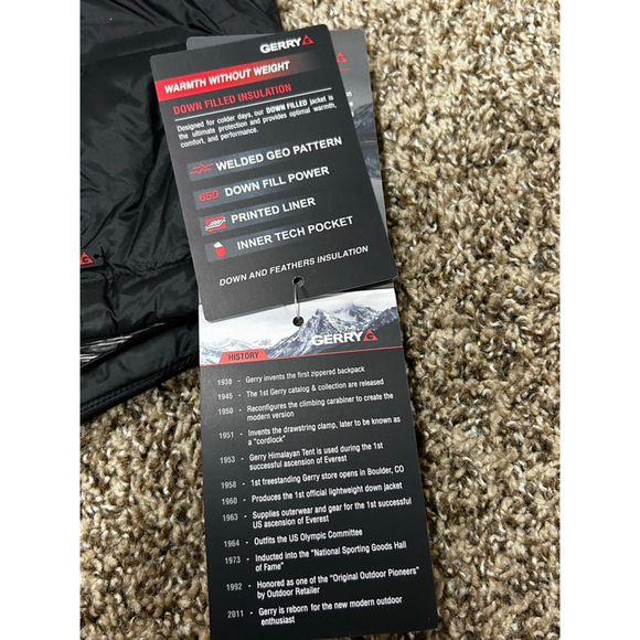 NWT Gerry Peak Welded Down Puffer Vest In Black Size Small - Picture 10 of 11
